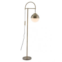 Load image into Gallery viewer, Elegant Mid-Century Brass Floor Lamp w/ Frosted Glass Sphere