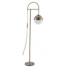 Load image into Gallery viewer, Elegant Mid-Century Brass Floor Lamp w/ Frosted Glass Sphere