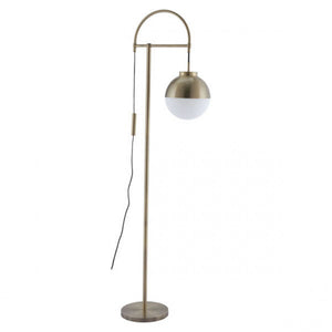 Elegant Mid-Century Brass Floor Lamp w/ Frosted Glass Sphere