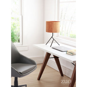Stunning Office Lamp w/ Faux Wood Shade & Black Base