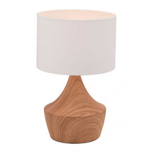 Load image into Gallery viewer, Faux Woodgrain Desk Lamp w/ Angular Retro-Modern Design