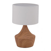 Load image into Gallery viewer, Faux Woodgrain Desk Lamp w/ Angular Retro-Modern Design