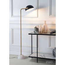 Load image into Gallery viewer, Mid-Century Modern Black &amp; Marble Floor Lamp w/ Gold Stem
