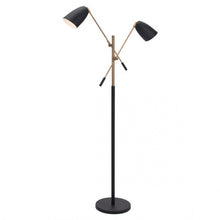 Load image into Gallery viewer, Black & Brass Office Floor Lamp (Adjustable)