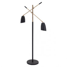 Load image into Gallery viewer, Black & Brass Office Floor Lamp (Adjustable)