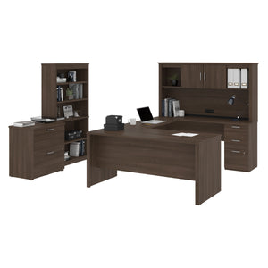 66" Antigua Desk Set with U-Shaped Desk, File, and Bookcase