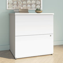 Load image into Gallery viewer, 28&quot; Satin White Locking 2-Drawer File Cabinet

