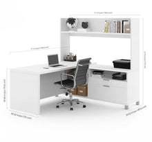 Load image into Gallery viewer, Spacious L-Shaped Office Desk with Hutch in White
