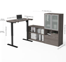 Load image into Gallery viewer, Standing Desk Set with Credenza and Hutch in Bark Gray