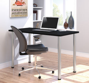 Modern 48" Office Desk with Premium Black Top & Silver Legs