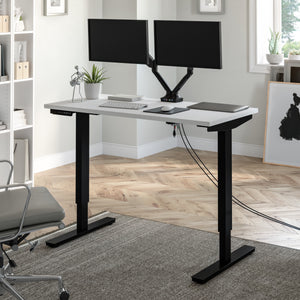 White & Black 48" Twin Monitor Adjustable Desk