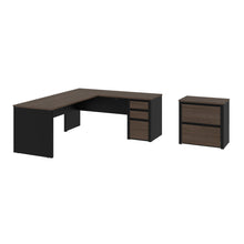 Load image into Gallery viewer, L-Shaped Desk with Included Lateral File in Antigua & Black