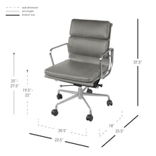 Load image into Gallery viewer, Low-Back Padded Office Chair in Vintage Smoke