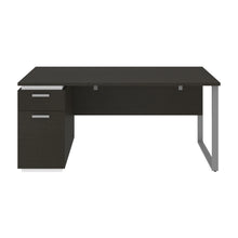 Load image into Gallery viewer, Deep Gray &amp; White 66&quot; Single Pedestal Desk
