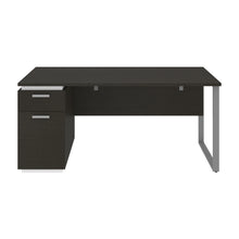 Load image into Gallery viewer, Deep Gray & White 66" Single Pedestal Desk