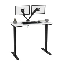 Load image into Gallery viewer, White & Black 48" Twin Monitor Adjustable Desk