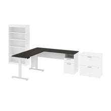 Load image into Gallery viewer, 72" Slate & White Adjustable 3 Piece L-Desk Set