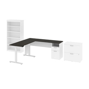 72" Slate & White Adjustable 3 Piece L-Desk Set