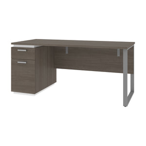 Bark Gray & White 66" Single Pedestal Desk