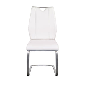 White Leatherette and Stainless Steel Guest or Conference Chair (Set of 2)