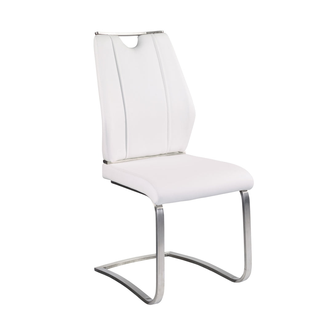 White Leatherette and Stainless Steel Guest or Conference Chair (Set of 2)
