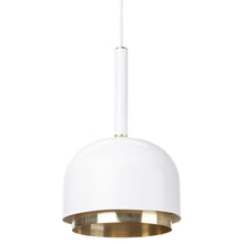 Load image into Gallery viewer, Clean White Steel Pendant Lamp with Brass Accent

