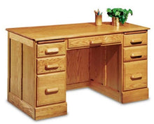 Load image into Gallery viewer, 54&quot; Handcrafted Solid Oak Double Pedestal Executive Desk with Finish Options
