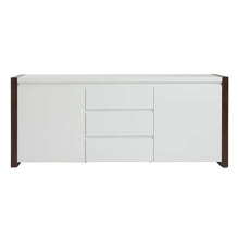 Load image into Gallery viewer, 51" Matte White Lacquer & Dark Walnut Desk with Drawers