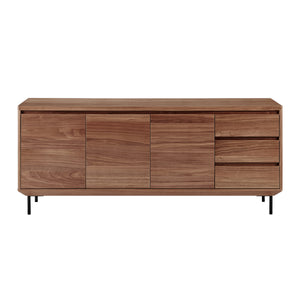 Rustic Walnut 63" Credenza with Drawers & Cabinets