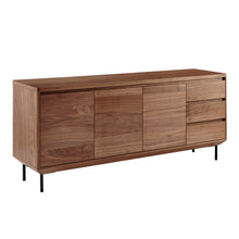 Load image into Gallery viewer, Rustic Walnut 63" Credenza with Drawers & Cabinets