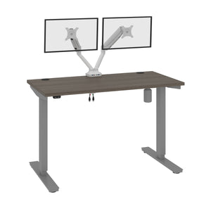 Bark Gray & Light Gray 48" 2-Monitor Adjusting Desk