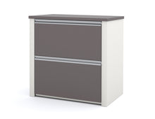 Load image into Gallery viewer, Slate-Sandstone L-shaped Workstation with Oversized Drawers and Hutch
