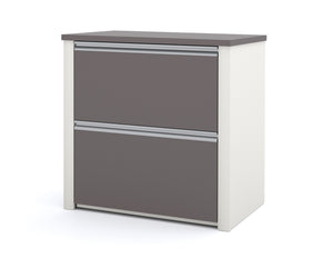Slate-Sandstone L-shaped Workstation with Oversized Drawers and Hutch