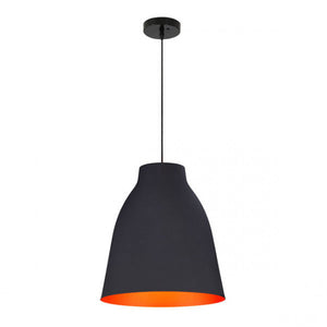 Classic Hanging Pendant Light in Black & Orange