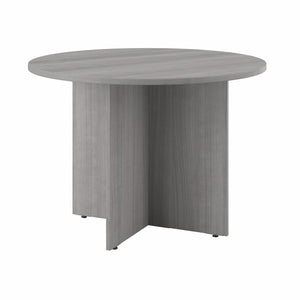 Platinum Gray 42" Round Conference Table with Wood Base