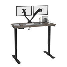 Load image into Gallery viewer, Bark Gray &amp; Black 48&quot; Twin Monitor Adjustable Desk
