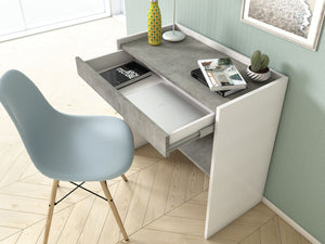 31" Overhang Corner Desk with Drawer in Gray