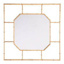 Load image into Gallery viewer, Square Office Mirror w/ White &amp; Gold Bamboo-Style Frame
