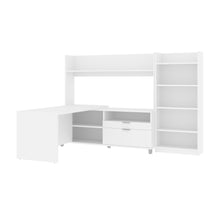 Load image into Gallery viewer, White 101" L-Shaped Open Top Desk with Bookcase/Hutch