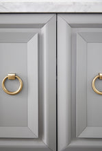 Load image into Gallery viewer, 71" Gray and Gold Storage Credenza with Carrera Marble Top