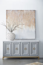 Load image into Gallery viewer, 71" Gray and Gold Storage Credenza with Carrera Marble Top