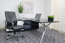 Load image into Gallery viewer, Gorgeous Black Leather & Chrome Office Chair w/ Y-Design