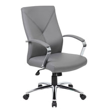 Load image into Gallery viewer, Gorgeous Grey Leather & Chrome Office Chair w/ Y-Design