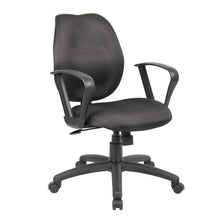 Load image into Gallery viewer, Padded Everyday Black Mid Back Office Chair w/ Loop Arms