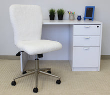 Load image into Gallery viewer, Stunning White Fur & Gold Office Chair