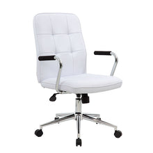 Load image into Gallery viewer, Classic White Faux Leather Office Chair w/ Button Tufting