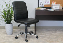 Load image into Gallery viewer, Classic Black Faux Leather Armless Office Chair