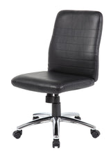 Load image into Gallery viewer, Classic Black Faux Leather Armless Office Chair