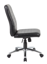 Load image into Gallery viewer, Classic Black Faux Leather Armless Office Chair