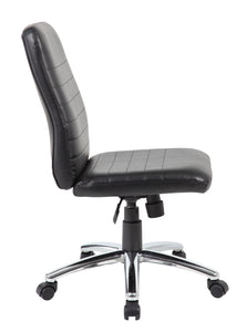 Classic Black Faux Leather Armless Office Chair